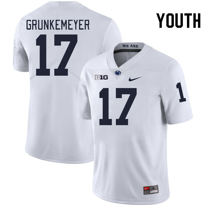 Youth #17 Ethan Grunkemeyer Penn State Nittany Lions College Football Jerseys Stitched-White
